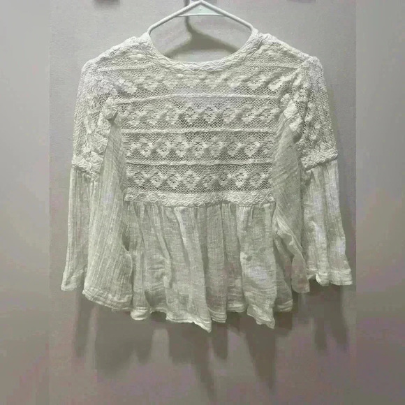 Free People Carry Me Away Gauze Peasant Boho Women's Top Size M - Picture 9 of 11